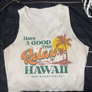 White Relax Hawaii Graphic Tank Top